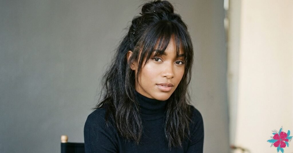 The half up and half down hush cut is a modern and attractive hairstyle.