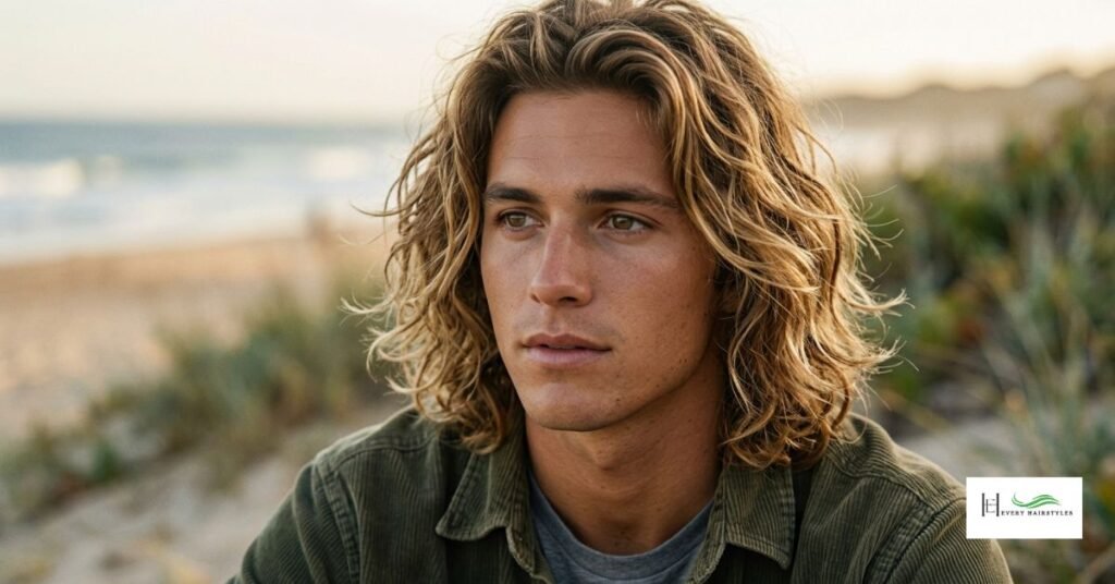 Surfer shag shows how playful and spirited young men prefer long hairstyle.
