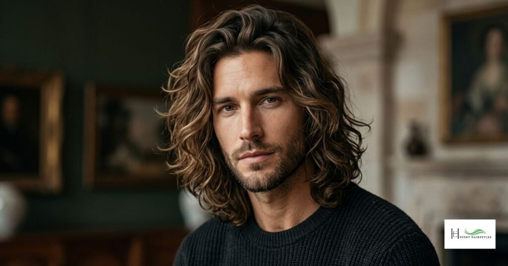 Tousled wave long hairstyle shows a joyful and youthful expression.