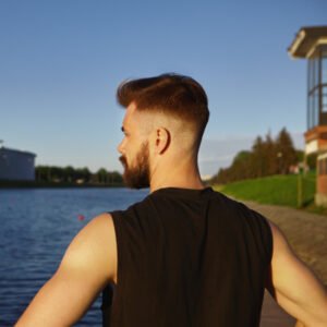 Wet look slick back hairstyle offers a gentlemanly expression