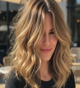 The airy blowout hairstyle has a unique wavy expression