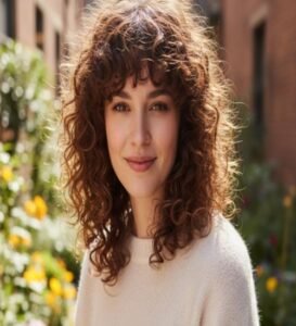 Curly shag hairstyle is a hassle-free setting with casual expression